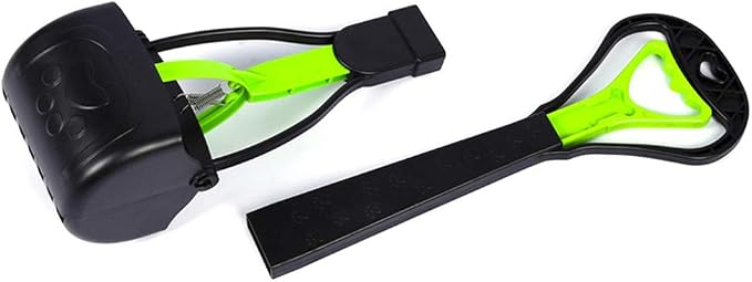 tegongse Spring Long Handle Pet Poop Scooper, Portable Dog Poop Scoop Waste Picker Cleaner, Handheld Scooper with 1 Roll Decomposable Bags