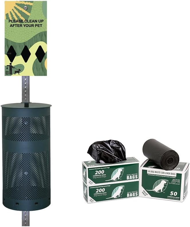 ZERO WASTE USA - Dispense-Art™ Low Profile Dog Waste Station - Green Land | UV-printed aluminum low-profile station with 400 bags, 25 liners, 25% larger dispenser, rust-proof commercial design