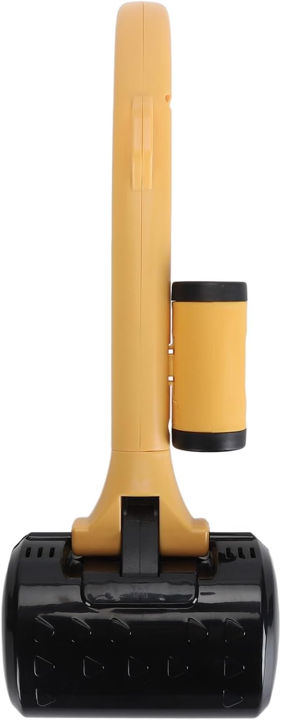 Dog Pooper Scooper, Heavy Duty Portable Jaw Clamp Style Pet Waste Cleanup Tool with Ergonomic Handle and Poop Bag Dispenser for Large Medium Small Dogs Yellow Black