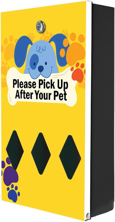 ZERO WASTE USA - Dispense-Art™ Low Profile Dog Waste Station - Cartoon Dog | UV-printed aluminum low-profile station with 400 bags, 25 liners, 25% larger dispenser, rust-proof commercial design