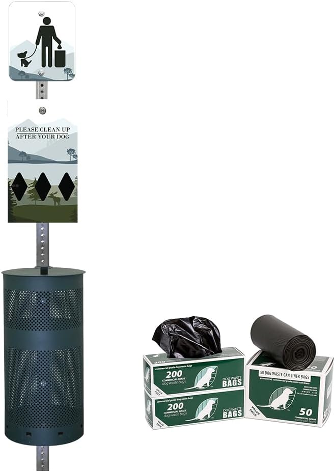 Zero Waste USA - Aluminum Dog Waste Station - Mountain Landscape | Green | DISPENSE-ART™ UV-printed aluminum station, 25% larger bag storage, rust-proof commercial design for parks & properties