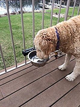 Adjustable Dog Bowl Kit (Single) Attach to Vertical Railing Spindles at Your Pets Height! Water Bowl or Food Bowl