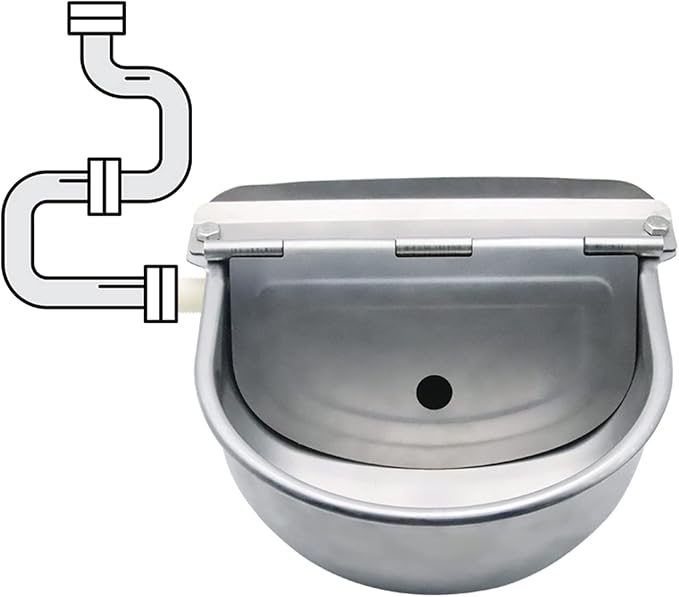 Stainless Steel Livestock Water Bowl with Float Valve Tank,Automatic Farm Water Bowl for Horse, Cow, Goat, Sheep, Dog Drinking Waterer