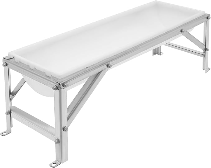 39.4" Long Feed Trough, 35L/9.25Gal Livestock Feeder Trough, Heavy Duty Galvanized Sheet Feeder Trough Animal Feed/Water Station for Goats Sheep Pigs Horses (White)