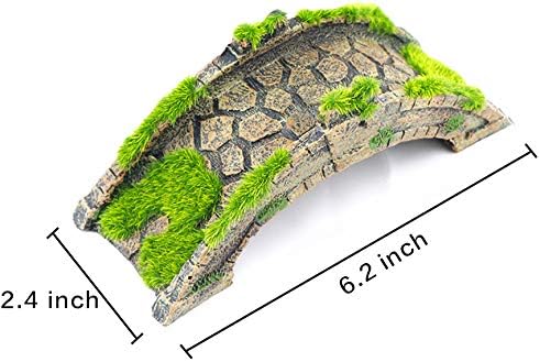 AQUA KT Fish Tank Decor Arch-Bridge Drawbridge with Grass for Aquarium Landscaping Decoration