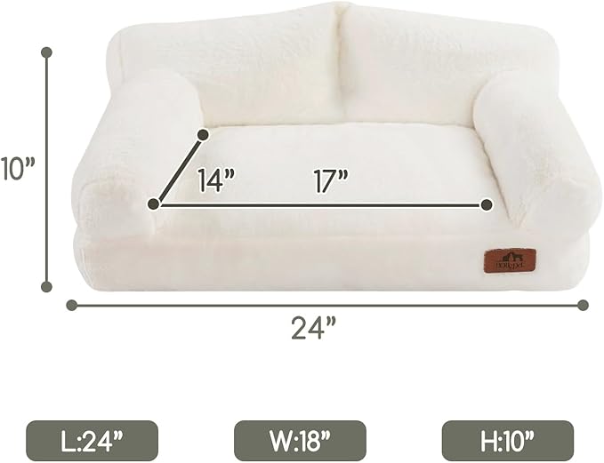 Hollypet Small Dog Large Cat Bed Puppy Couch Beds for Pets up to 25 lbs | Fluffy Dog Cat Couch Plush Soft Warming Pets Beds with Machine Washable Cover and Non-Slip Bottom
