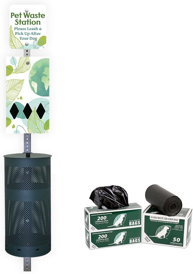 Zero Waste USA - Aluminum Dog Waste Station - Watercolor Earth | Green | DISPENSE-ART™ UV-printed aluminum station, 25% larger bag storage, rust-proof commercial design for parks & properties