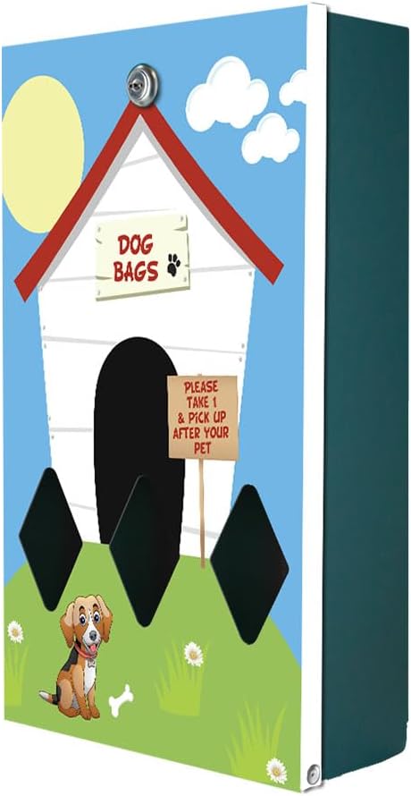 ZERO WASTE USA - Dispense-Art™ Low Profile Dog Waste Station - Dog House | UV-printed aluminum low-profile station with 400 bags, 25 liners, 25% larger dispenser, rust-proof commercial design