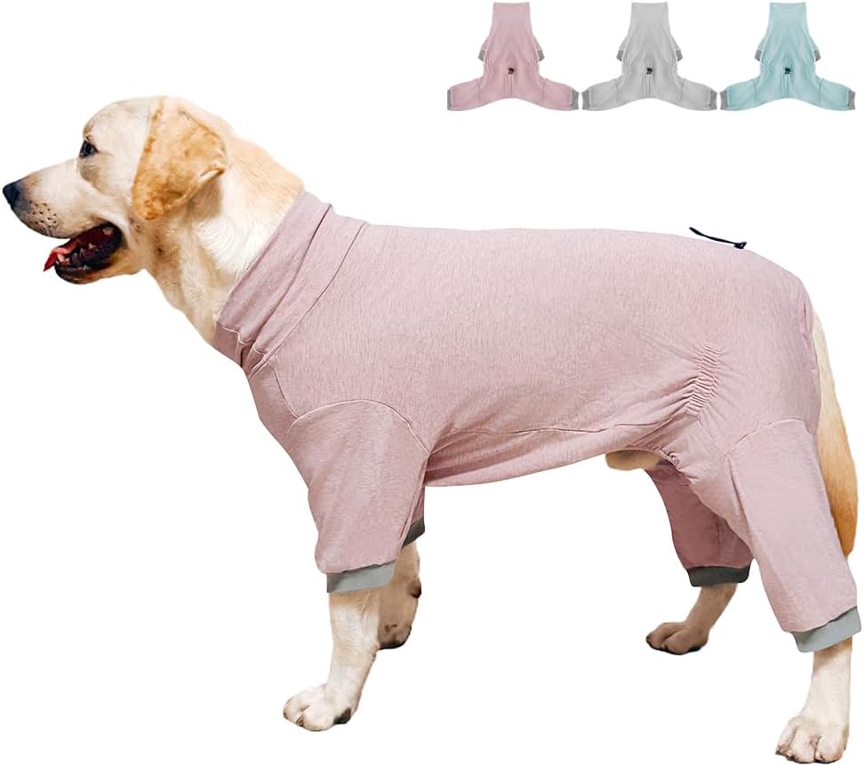 Dog Pyjamas PJS Sweater Clothes and Home Clothing Suitable for Medium to Large Breeds of Dogs, Dog Neutering Suits, Extra-Large Stretch Fabric, Four-Legged Clothes (Thin Pink, 3XL)
