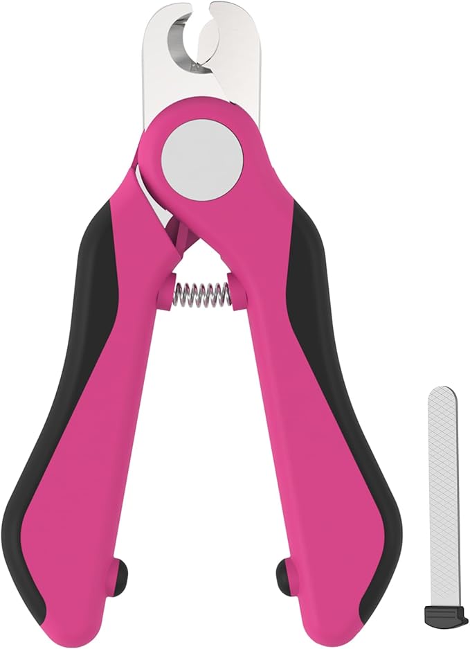Swihauk Heavy Duty Dog Nail Clippers and Trimmers, Professional Pet Nail Clippers with Nail File for Dogs Cats Small Animal, Claw Clippers with Safety Guard to Prevent Over-Cutting, Pink