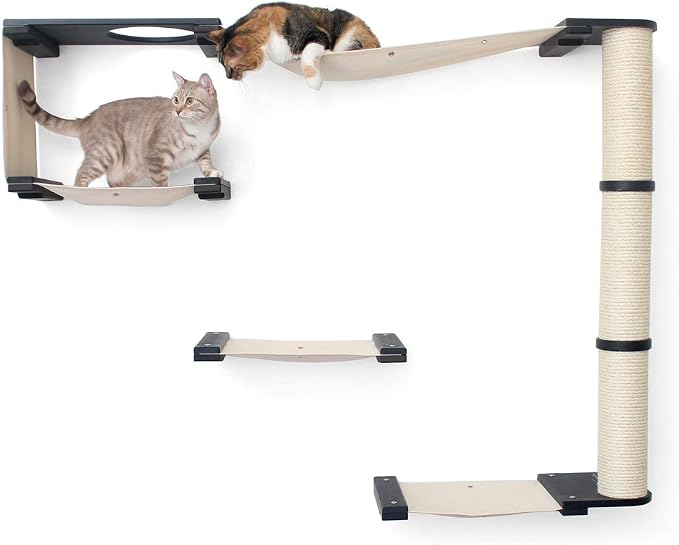 CatastrophiCreations Cat Mod Climb Track Handcrafted Wall Mounted Cat Tree Shelves, English Chestnut/Natural, One Size (528375911ENNAT)