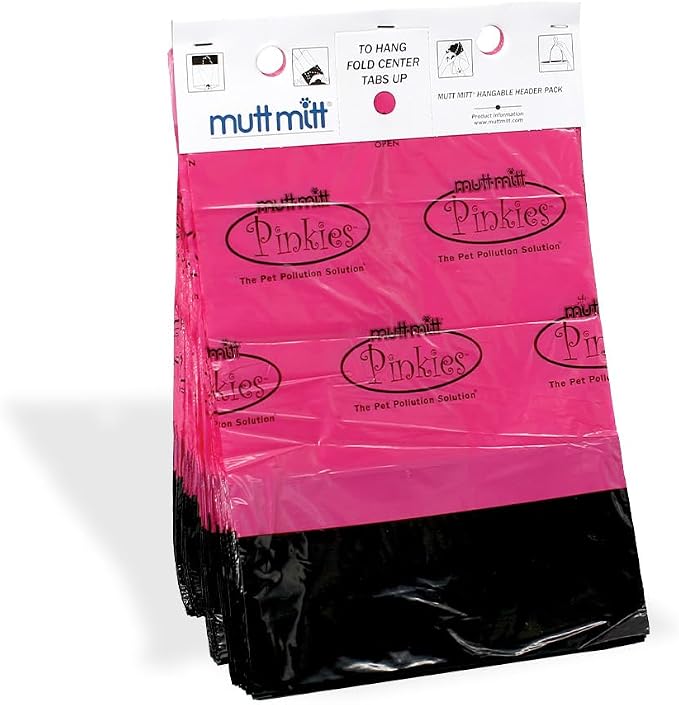Mutt Mitt® Pinkies™ 2-Ply Dog Waste Station Header Bags, 100 Count | Same Mutt Mitt® bags found in dog waste stations, 2-ply mitten design, 300% thicker than mini roll bags