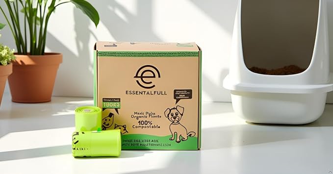 Compostable Dog Poop Bags with Handles 180 Count 12 Rolls Leak Proof and Strong Pet Waste Bags for Cats and Dogs