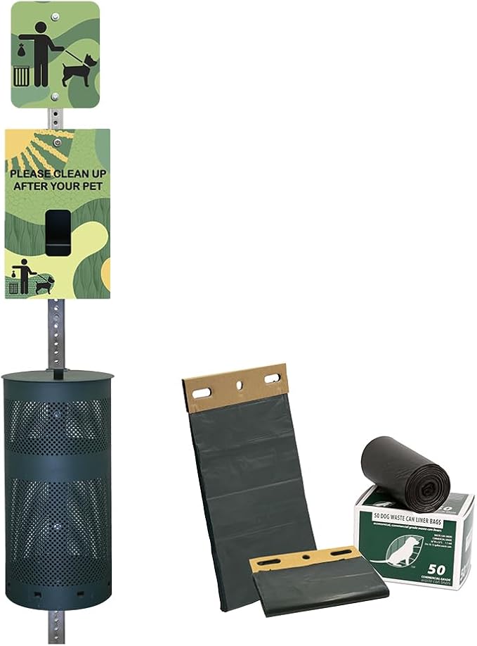 ZERO WASTE USA - Aluminum Dog Waste Station - Green Land Abstract | Green | DISPENSE-ART™ UV printed aluminum station with MittN™ mitten bags, 25% more dispenser storage, commercial outdoor design