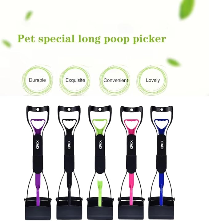 28" Pooper Scooper Foldable Green Dog Pooper Scooper Dog Poop Scoop with Unbreakable Material and Durable Spring Easy to Use for Grass, Dirt, Gravel