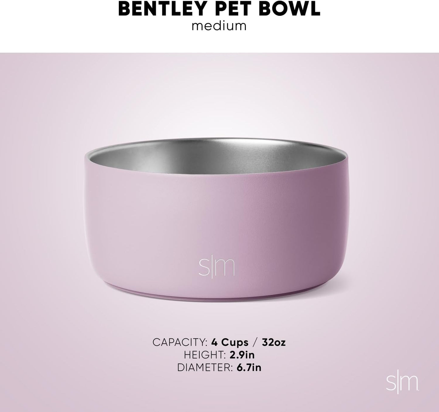 Simple Modern Stainless Steel Pet Water Bowl for Dogs & Cats | Reusable Insulated Stainless Steel Food Bowls for Dog Cat | No Tip No Slip BPA Free | Bentley Collection | Medium (32oz) | Almond Birch