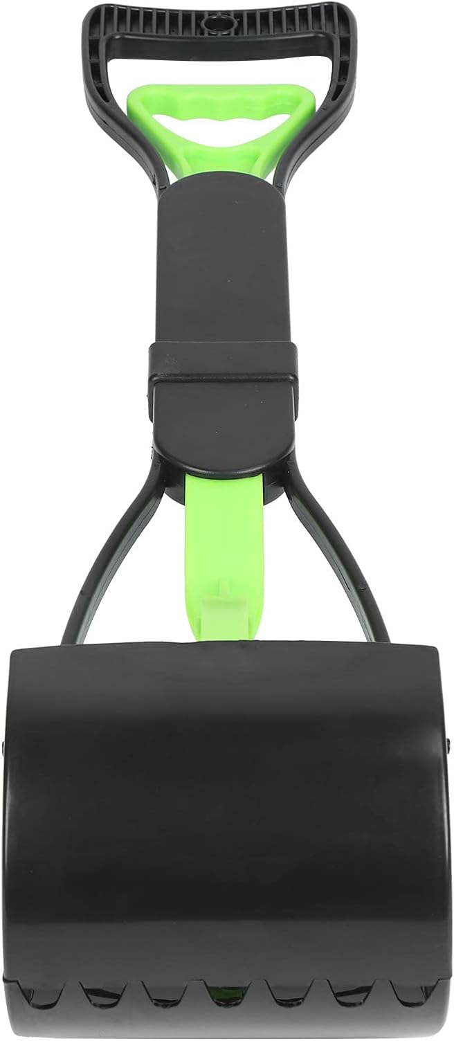 Focket Pooper Scooper, Heavy Duty Non Stick Material Large Capacity Dog Pooper Scooper, Poop for Dogs with Extended Foldable Handle for Lawns Grass Dirt Gravel (Green Black)