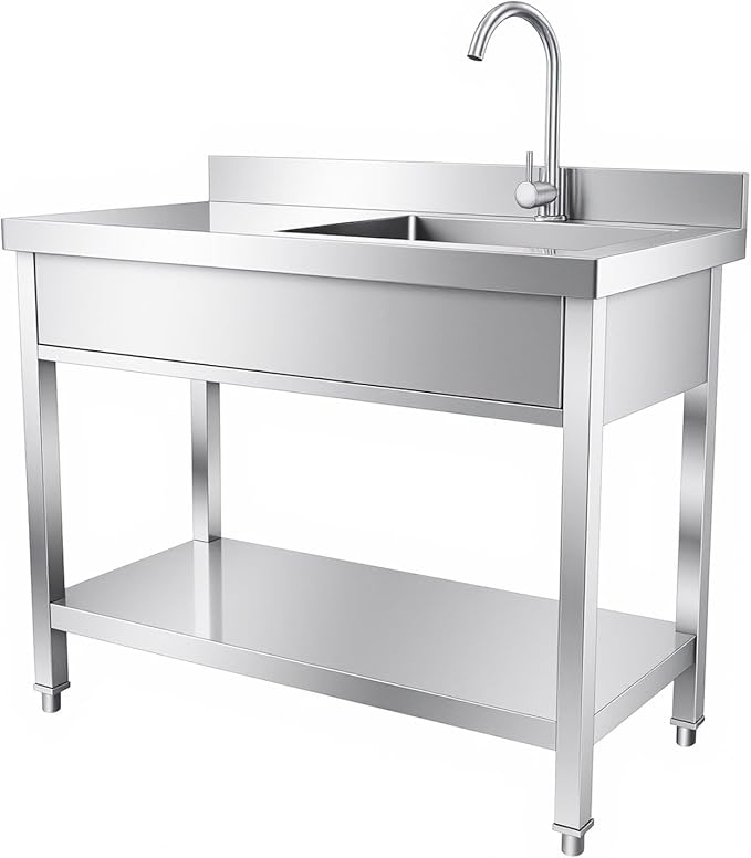 304 Utility Sink, Stainless Work Prep Table, Slop Tub for Garden, Chef