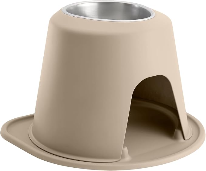 WeatherTech Single High Pet Feeding System - Raised Dog/Cat Bowl - 12" High Stand Tan (SH6412TNTN)