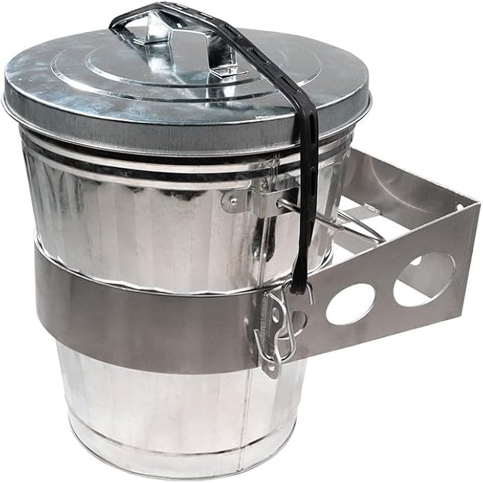 Mytee Products Galvanized Trash Can with Lid Ideal for Trailers - 10 Gallon Steel Mounted Small Outdoor Garbage Can for Home, Office, Bathroom, Kitchen - Fire and Heat Resistant