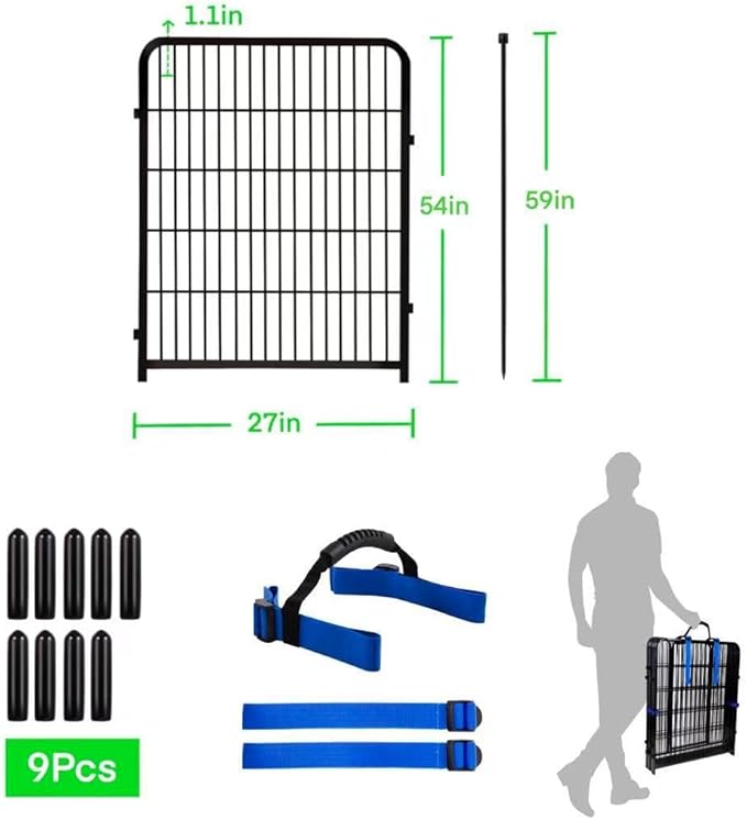 Okaygardn Tall Garden Fence Without Gate, 54 in(H) Dog Fences for The Yard, 8 Panels Total 17.7 Ft(L) Outdoor Dogs Fence, Modular Fencing,Dogs Fences Outdoor for Yard. Garden Fencing