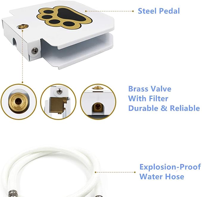 Outdoor Dog Water Fountain, Paw Activated Pet Drinking Fountain, Dispenser | Durable Step On Metal Sprinkler, Brass Valve, Sturdy 41" Hose, Easy to Use, Provides Fresh Water Constant Stream, Fun Dog Toy