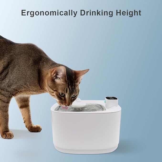 135oz/4L 100% BPA-Free Cat Water Fountain - Quiet Plastic Automatic Pet Drinking Fountain for Cats&Dogs Indoor, Automatic Dog Watering Dispenser Bowl with Watering Level Window and Filter (White)