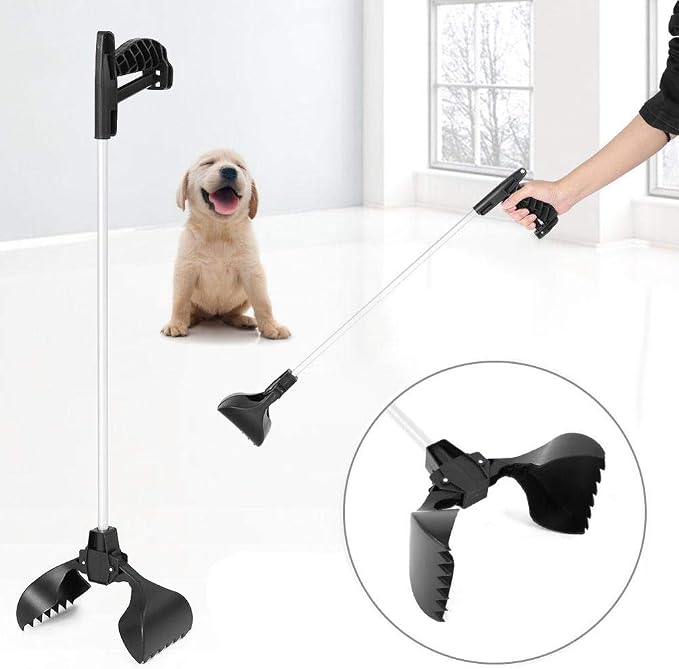 Pet Pooper Scooper Long Handle 28.7 Inch Dog Poop Picker Upper, No Bend Waste Pickup Tool for Dogs and Cats, Portable Pet Waste Grabber for Yard Lawn Outdoor Indoor Use