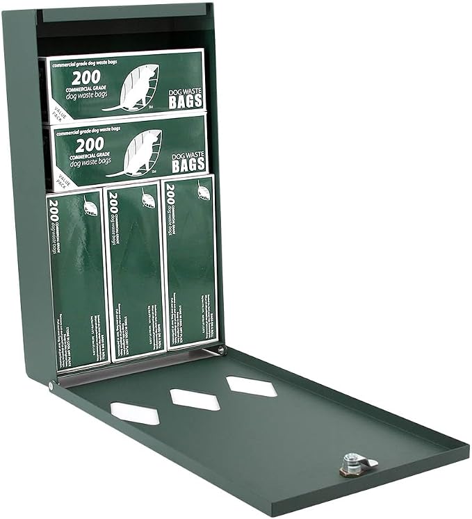 Zero Waste USA - Aluminum Dog Waste Station - Cartoon Dogs | Matte Black | DISPENSE-ART™ UV-printed aluminum station, 25% larger bag storage, rust-proof commercial design for parks & properties