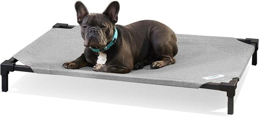 Coolaroo Pro Elevated Dog Bed - Low-Profile Access, Moisture-Resistant Cover, Breathable Fabric & Tool-Free Setup, Steel Gray, Medium