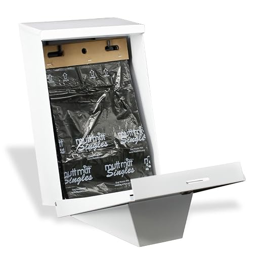 Mutt Mitt® Aluminum Dog Waste Station - Gloss White/Black | Singles | Complete aluminum station with 400 header bags, 25 liners, 12-gal can, locking dispenser, post & hardware included