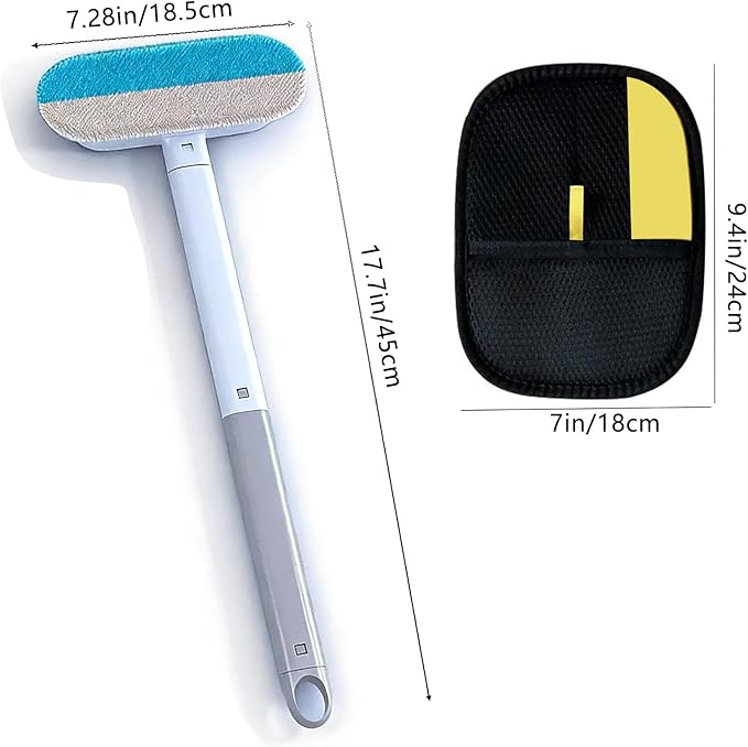4 in 1 Pet Hair Remover with Glove, 17.7" Extra Long Handle Reusable Lint Brush, Effective Cat & Dog Fur Removal Tool for Couch, Furniture, Carpet, Clothes, Bedding, Car Seats