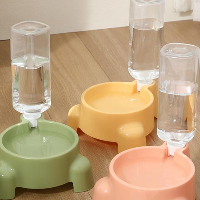 Dog Feeding Station Leak Water Fountains Detachable Bottle Anti Slip Base Design Stainless Steel Bowl with Water and Food