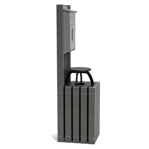 Pet Waste Bag Dispenser for Dog Parks, Trails & Public Spaces, Recycled Plastic with Built in Trash Can and Bag Dispenser | Weather Resistant & Built to Last a Lifetime - Charcoal