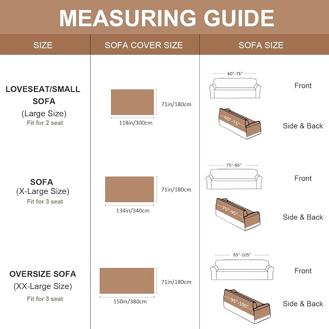 VClife Couch Cover Bohemian Morroccan Sofa Cover Washable Sofa Slipcover for 3 Cushion Couch Sofa Non Slip Soft Chenille Furniture Protector Modern Brown Black Slip Cover for Couch 71''x134''