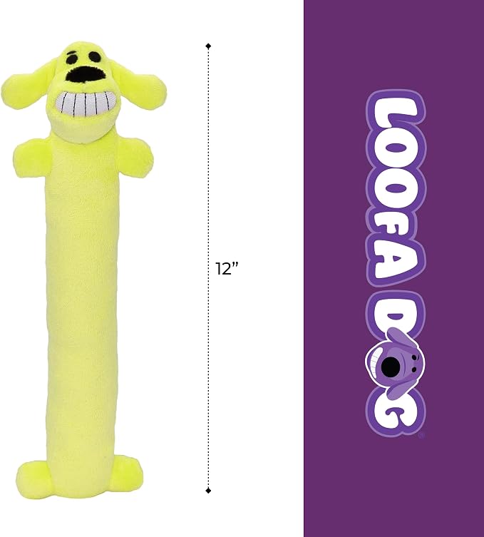 Multipet Original Loofa Dog Plush Toy - Squeaky Toy for All Dogs - Extra Soft Plush - Stuffed Animal Dog Toys for Playing - Cute Dog Pet Toy (1 Count, 12”, Random Color Surprise)