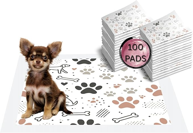 Pupiboo Disposable Dog and Cat Training Pads Highly Absorbent Pee Pads, Leak Proof Backing, for Housebreaking & Potty Training – 23x23 in (100 Count)