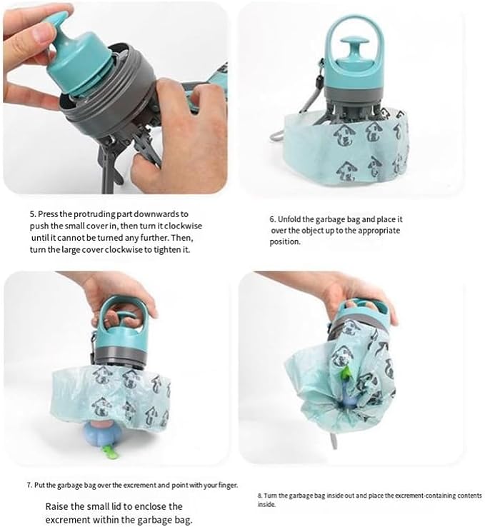Portable Pet Pooper Scooper,Portable Pooper Scooper for Dogs,Portable Poop Scooper with Bags,Pooper Scoopers with Bag Attachment,with 15/60/120 PCS Bag Attachment. (60, Bags)