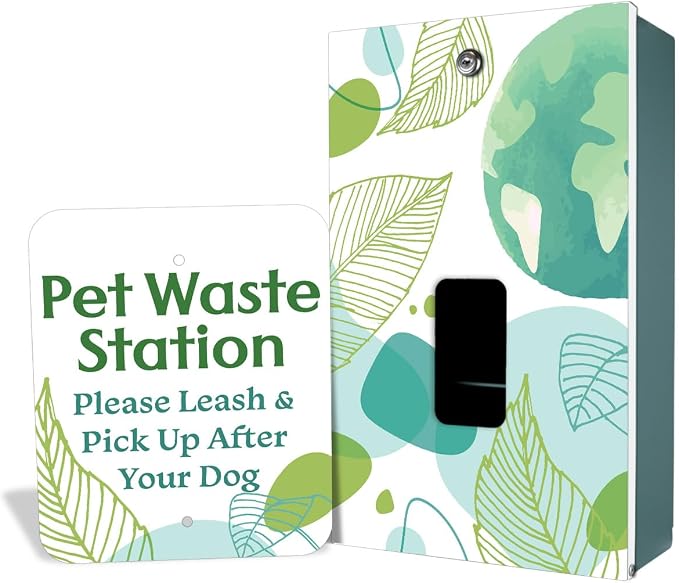 Zero Waste USA - Aluminum Dog Waste Station - Watercolor Earth | Green | DISPENSE-ART™ UV printed aluminum station with MittN™ mitten bags, 25% more dispenser storage, commercial outdoor design