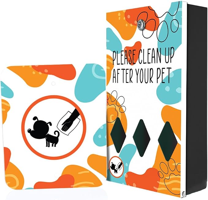 Zero Waste USA - DISPENSE-ART™ Mini Dog Waste Station - Abstract Paw | UV-printed aluminum bag station with 400 bags, 25% larger dispenser, installs beside existing trash cans, 10-year warranty