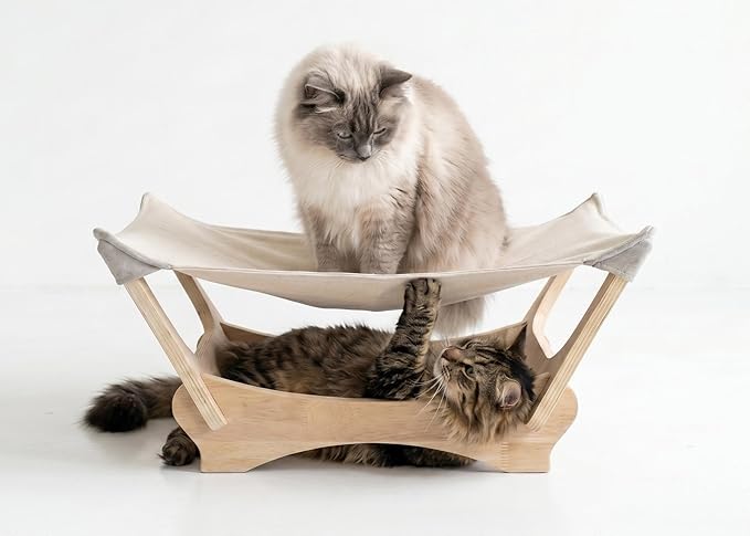 Large Sisal Cat Scratcher Bed, Wooden Lounge for Large & Multi-Cat Homes | Large 24.5" Sisal-Style Cat Scratcher Bed, Wooden Lounge for Indoor Cats, Protects Sofa & Carpet, Modern Cat Furniture