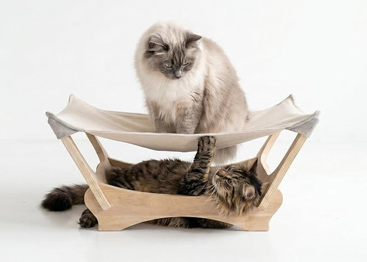 Large Sisal Cat Scratcher Bed, Wooden Lounge for Large & Multi-Cat Homes | Large 24.5" Sisal-Style Cat Scratcher Bed, Wooden Lounge for Indoor Cats, Protects Sofa & Carpet, Modern Cat Furniture