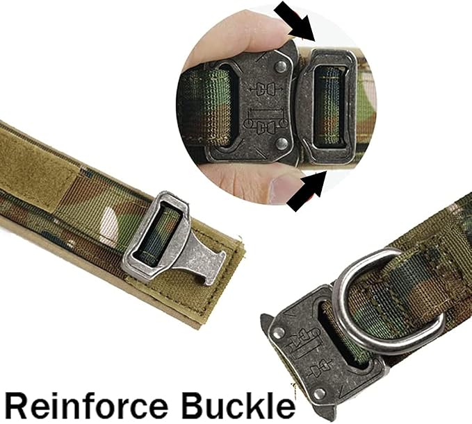 Tactical Dog Collar for Large Dogs with Control Handle,Camo,L | Adjustable Fit,Heavy-Duty Quick-Release Metal Buckle,1000D Nylon Fabric,Soft-Padded Webbing,D-Ring,for Training & Hiking