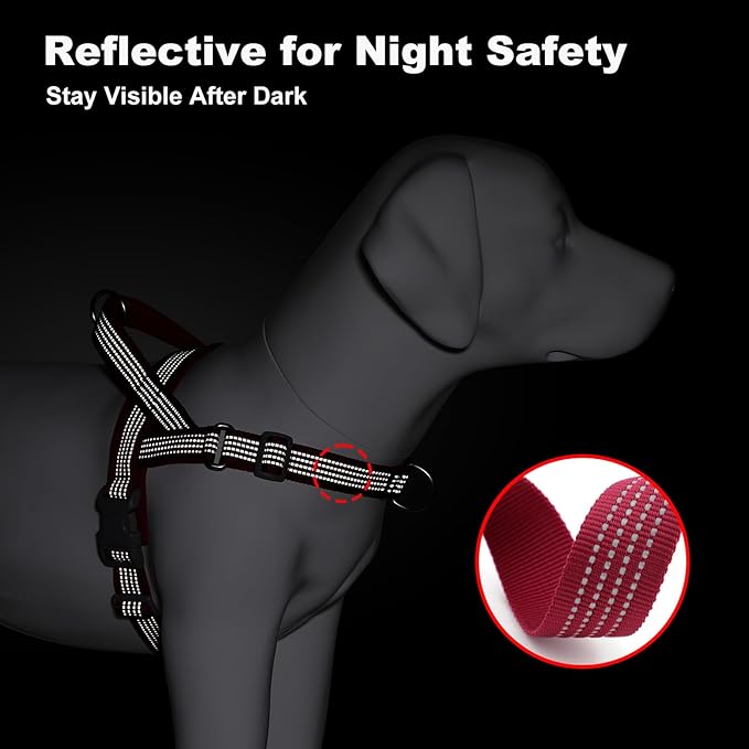 No Pull Dog Harness with Handle, Adjustable Soft Mesh Padded Vest | Reflective Walking Harness with Front Clip for Small Medium Large Dogs, Quick Fit No Escape for Training, Red, XS
