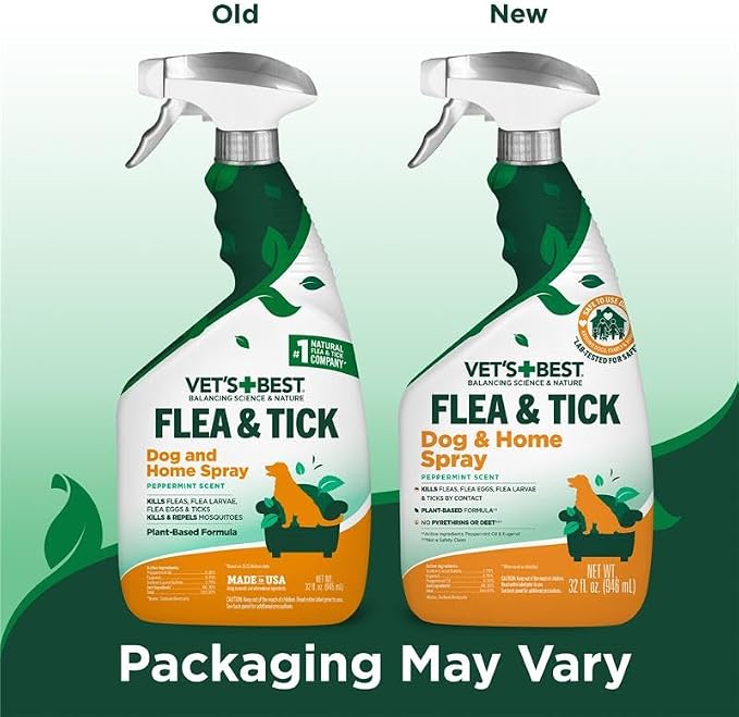 Vet’s Best Indoor Flea and Tick Spray – Dog Flea and Tick Treatment for Home, Plant-Based Formula with Natural Oils, Kills Fleas, Eggs & Ticks on Contact, Made in USA, 32 oz
