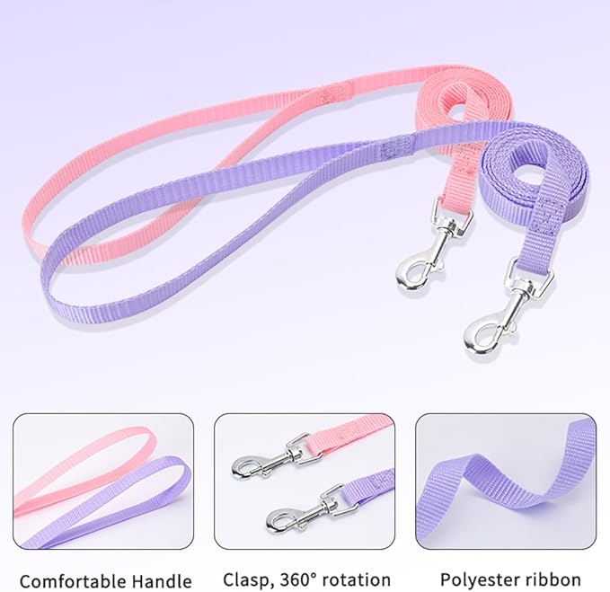 Step in Dog Harness and Leash Set, Flower Adjustable Easy Walk Puppy Harnesses, Soft Mesh Pet Vest Harness Small Size Dog Adjustable No Pull Dog Harness for Small Dogs and Cats(Light Purple, XXS)