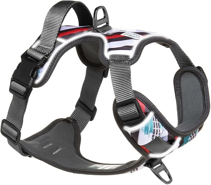 Embark No Pull Dog Harness, Reflective Adjustable Training Vest, No Choke | Adjustable straps fit all dog breeds with sturdy hooks; 360° reflective trim, soft padded Harness Design for All Dogs