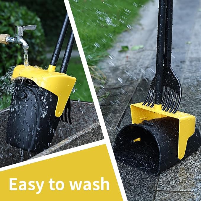 ienjoyed Pooper Scooper Large Swivel Bin & Rake with 160 Waste Bags,Heavy Duty Dog Pooper Scooper with Bag Attachment for Dogs, Long Handle Poop Scooper with Lid for Yard, Grass, Gravel(Yellow)