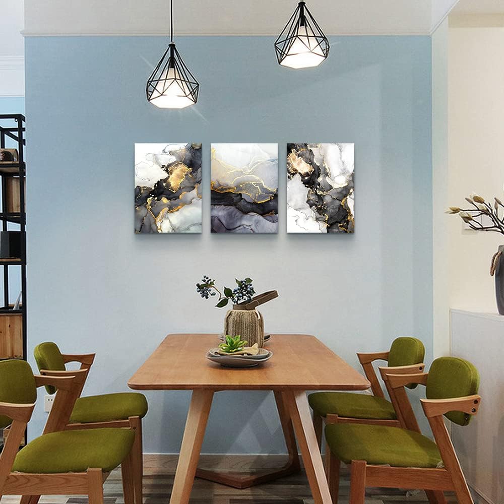 AHUASJART Abstract Canvas Wall Art For Living Room Boho Decor Bedroom Fashion Decors Office Ink Paintings 3 Pcs Framed Pictures Artwork Bathroom Home 16x24''