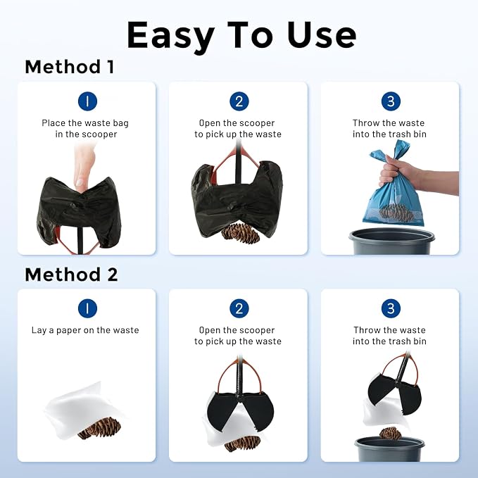 ZOMISIA 26" Pooper Scooper with Waste Bags - Poop Scooper for Large Dogs with Long Handle High Strength Material and Durable Spring for Yard, 30 Count Poop Bags